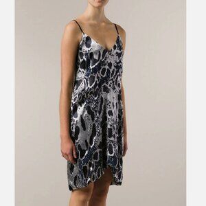 Derek Lam 10 Crosby Metallic Slip Dress Leopard Burnout